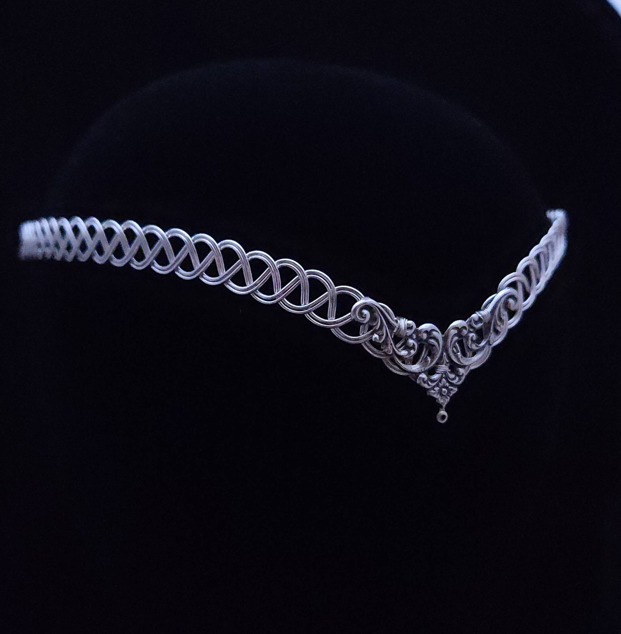 Sterling silver Celtic pattern tiara headband Elven Tiara Crown - Celtic Circlet Headpiece With Leaves  main image 2