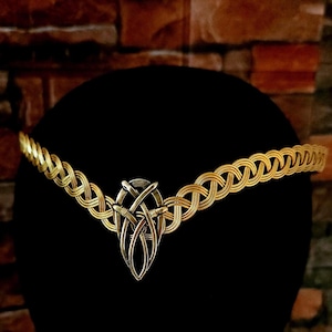 Cerchietto celtico in ottone fatto a mano - Corona elfica regolabile per matrimoni, festival e cosplay - Tiara unisex per la fronte
