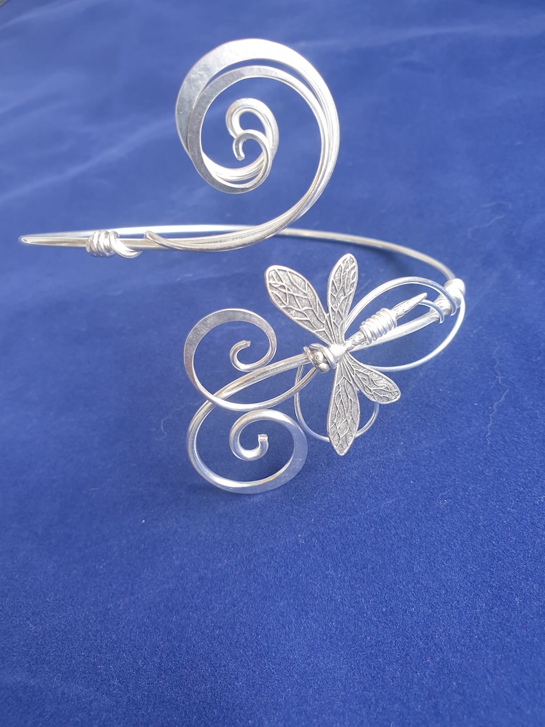 Silver handmade adjustable dragonfly upper arm cuff wrap, Elven fairy, festival, boho band image 5