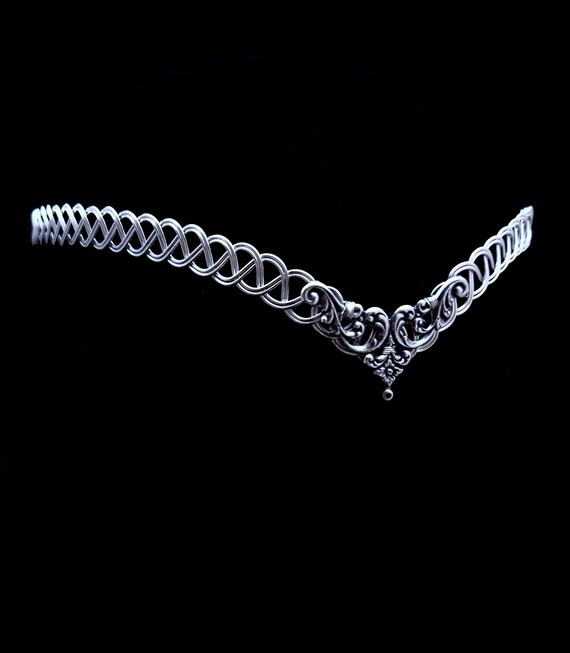 Sterling silver Celtic pattern tiara headband Elven Tiara Crown - Celtic Circlet Headpiece With Leaves  main image 4
