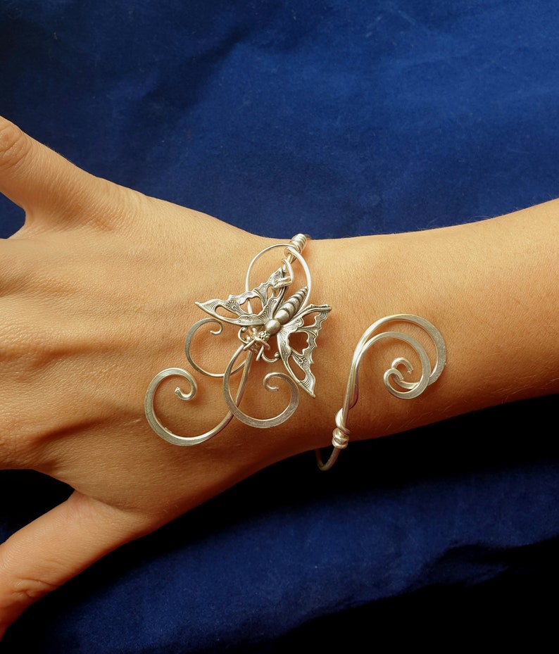 Sterling Silver Plated Butterfly Cuff Bracelet Etsy Canada
