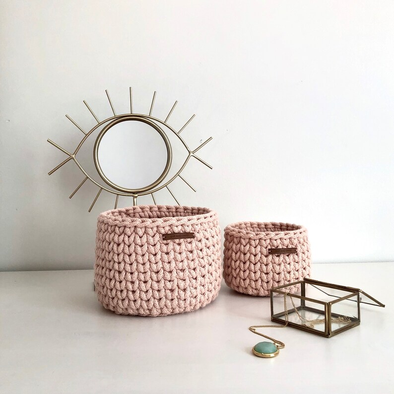 Set von zwei handgefertigten Baumwollkörbe Baumwoll-Behälter | Etsy