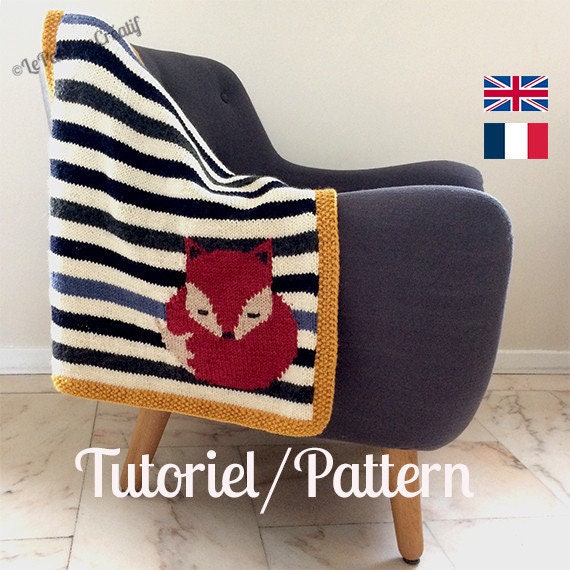 Sleeping Fox Baby Blanket Knit Pattern Baby Blanket Knit Etsy