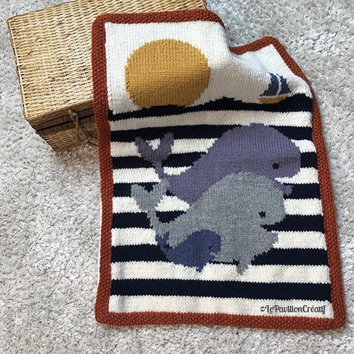 Whales family blanket baby blanket whale pattern family Etsy