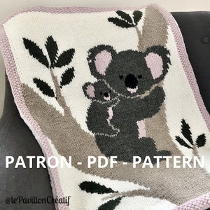 Koala patroon, breidiagram, koala diagram, breipatroon, koala patroon, dierenpatroon, koala familie, PDF patroon, koala, koala tutorial