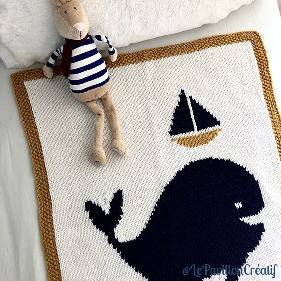Whales blanket baby blanket whale pattern whales knit Etsy