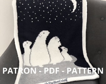 motif ours polaire, diagramme, diagramme ours polaire, patron tricot, patron ours polaire, motif animal, famille ours polaire, patron PDF