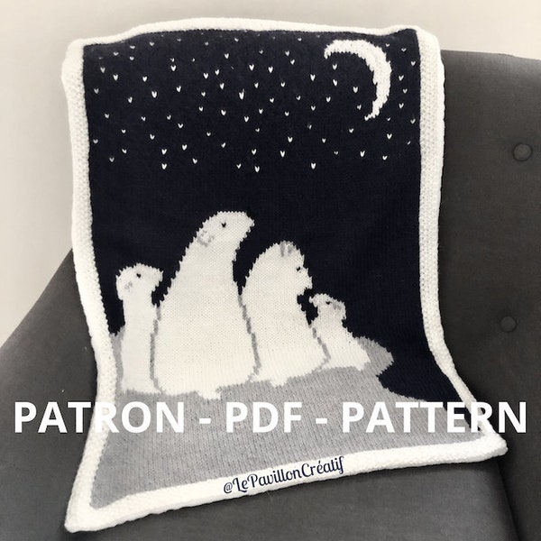 motif ours polaire, diagramme, diagramme ours polaire, patron tricot, patron ours polaire, motif animal, famille ours polaire, patron PDF