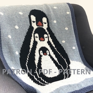 Pinguin-Muster, Diagramm, Strickmuster, Pinguin-Stricken, Pinguin-Muster, Tiermuster, Tierfamilie, Tierstricken, Tierbaby,