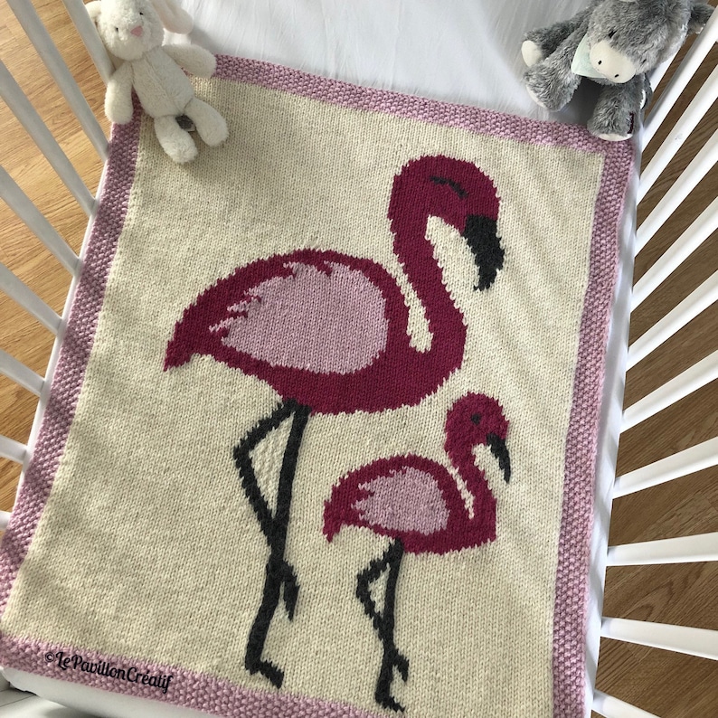 Flamingo Blanket Baby Blanket Kid Blanket Knitted Baby Etsy