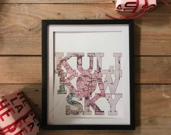 Home Map Print / Last Name Map / Vintage Map Wall Art / Custom Map  /  Homeowner Gift / Welcome Home Gift