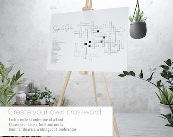 Giant Crossword Foam Board/ Printed Wedding Reception Game / Wedding Crossword Puzzle/ Custom Crossword Print on foamcore