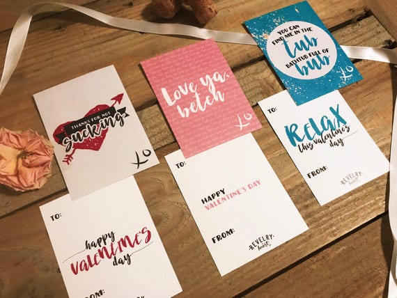 Galentine Cards / PRINTED / Valentine's Day / Valentines / Girlfriend / find me in the tub / love ya betch / not sucking / 12 pack Il_570xn
