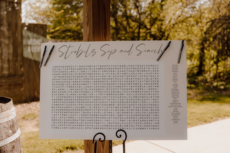 Giant Word Search Sign / Wedding Reception Game Board / Wedding Word Hunt / Word Search Print image 8