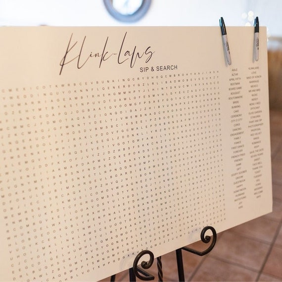 Giant word search sign wedding reception game board wedding word 