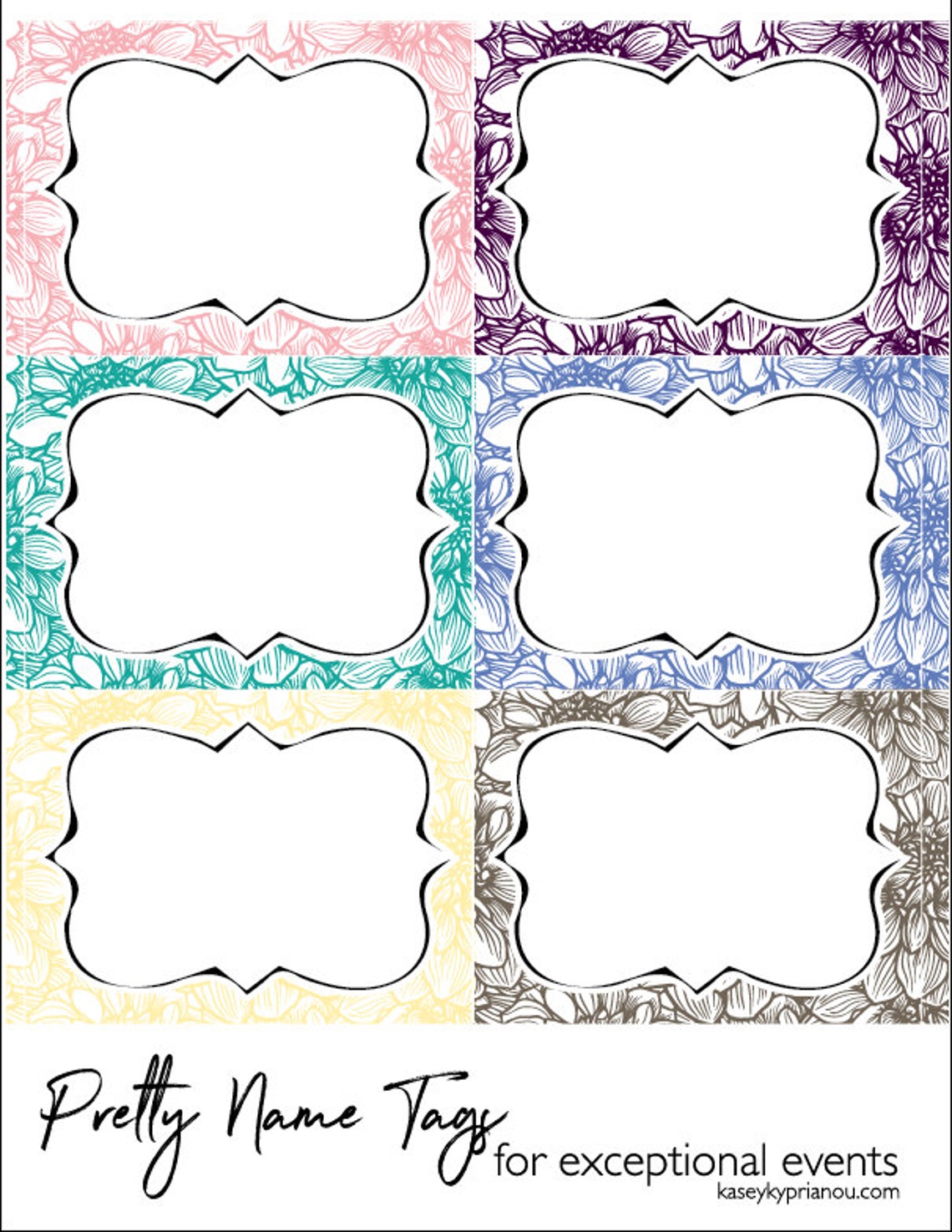 Pretty Name Tags / Pretty Name Stickers / Colorful Hello Labels / Hello