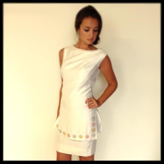 Vintage 1960's Summer White Silk Shift Dress