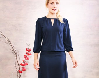 Elegantes Kleid GAIA in marineblau