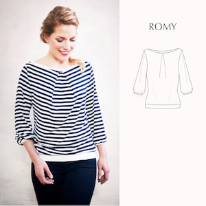 Sewing pattern shirt ladies quick for beginners jersey | PDF sewing pattern & sewing instructions size 34 - 48 ROMY