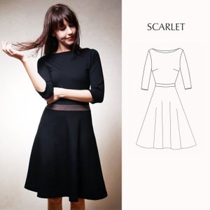 Sewing pattern eBook dress with circle skirt SCARLET