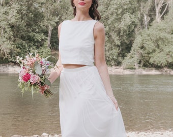 Long tulle skirt bride made of soft tulle, bridal skirt for wedding dress two-piece registry office LILLI IVORY