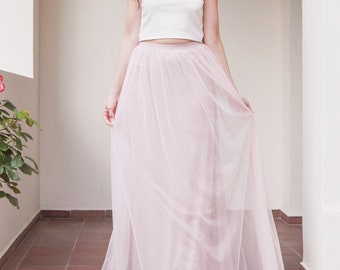 Long pink tulle skirt made of flowing soft tulle, bridal skirt for wedding dress two-piece registry office LILLI ROSE