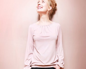 Top VALERIE with long sleeves in powder pink