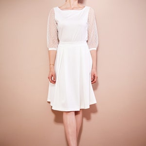 Simple bridal top with dotted tulle sleeves wedding dress two-piece registry office LEILA image 3