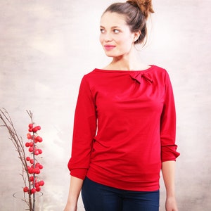ChristiE ribbon shirt in poppy red image 3
