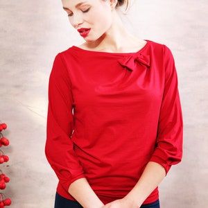 ChristiE ribbon shirt in poppy red image 2