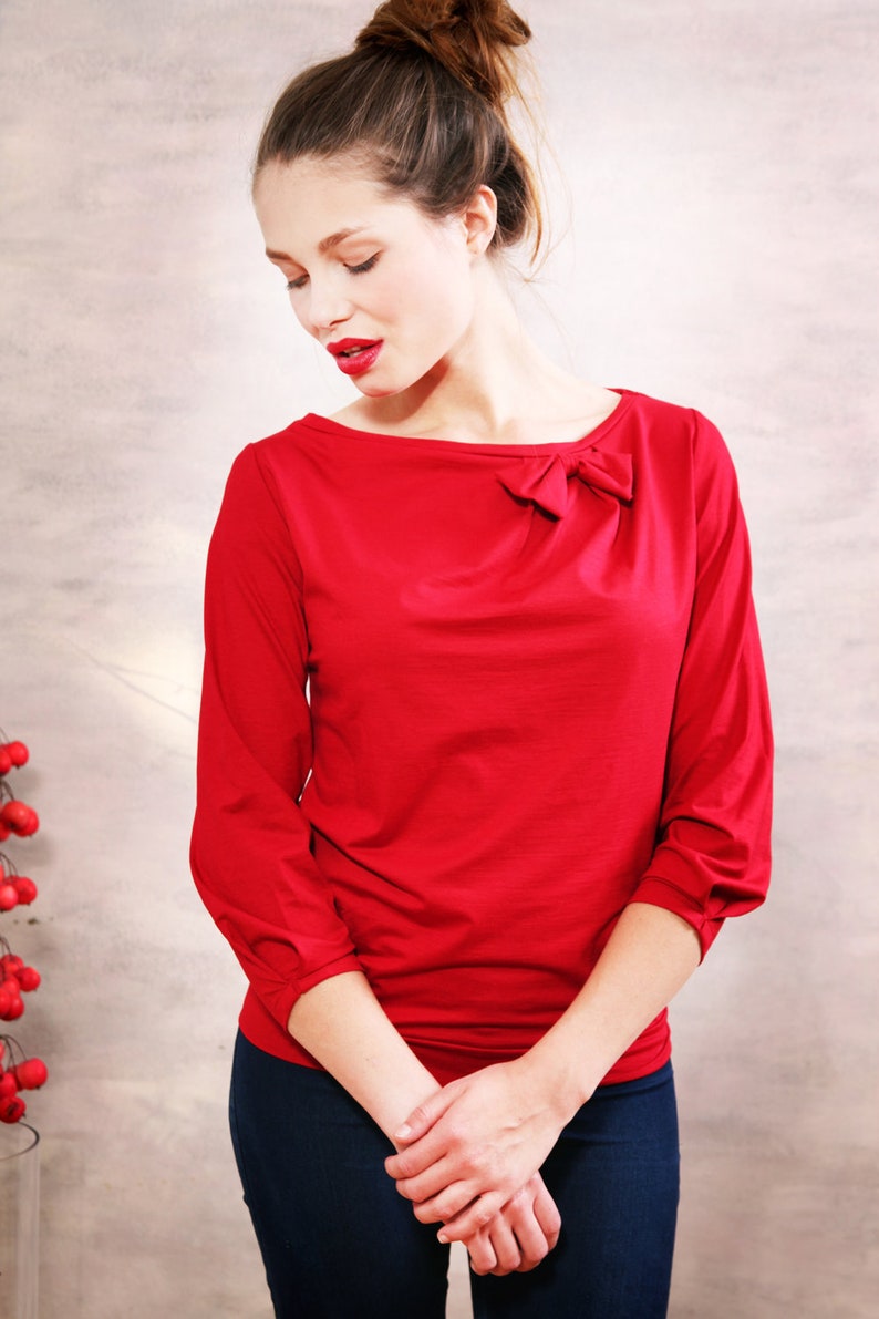 ChristiE ribbon shirt in poppy red image 2