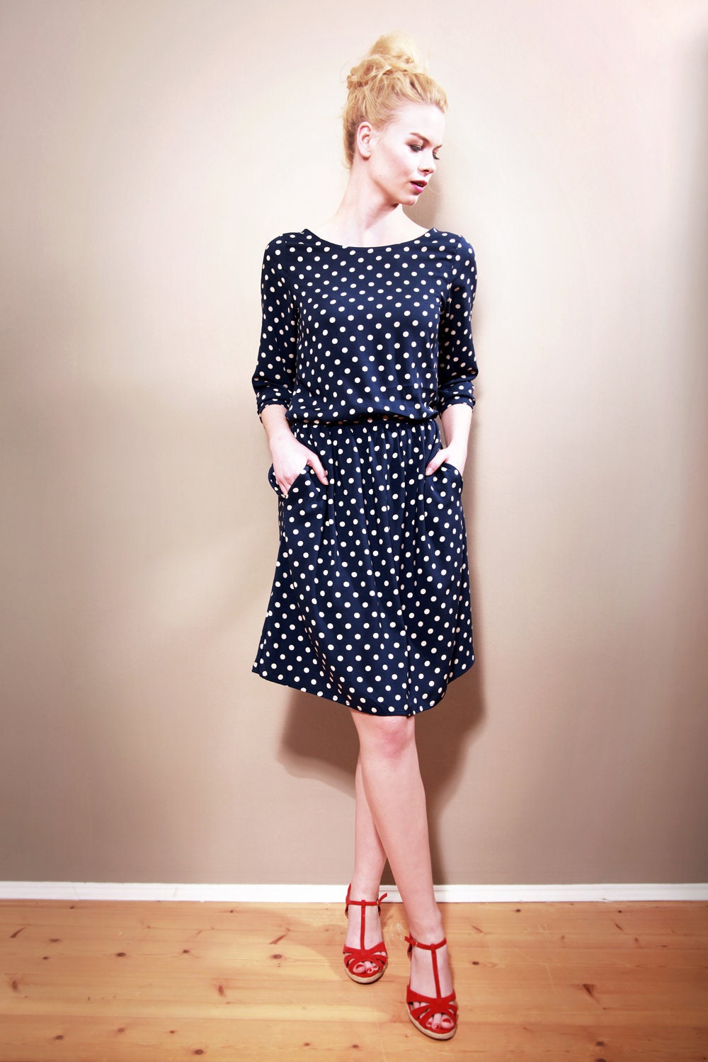 Robe D'été Soleil Crème à Pois - Lucy Paris - Taille S Mi-longueur - Neuf Sans étiquettes