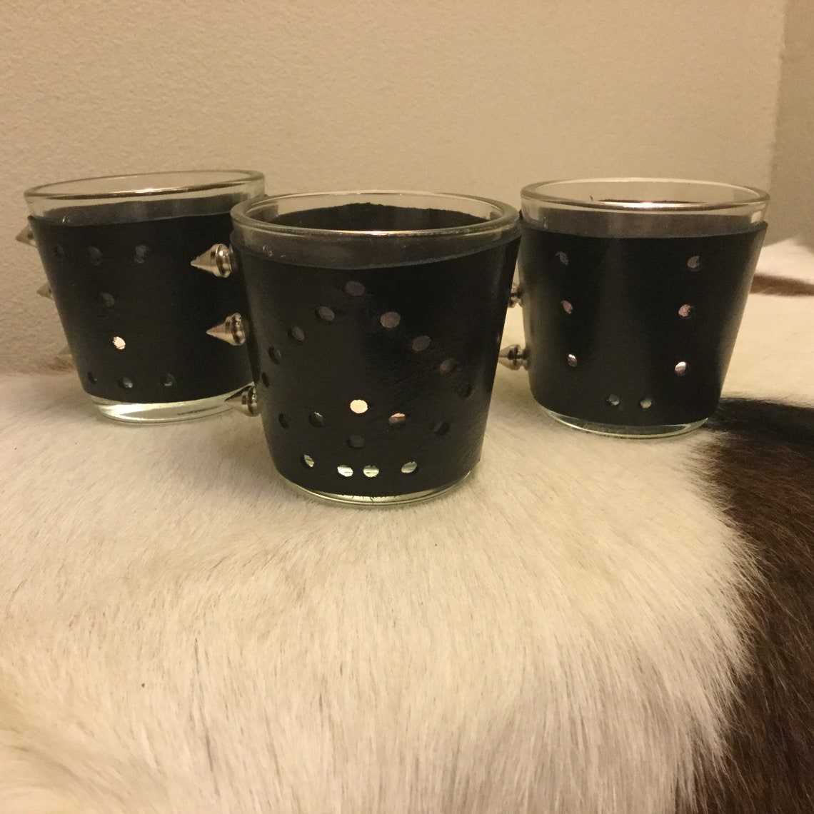 Leather Wrapped Candle Leather Home Decor Candle Holder Etsy