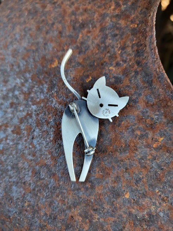 Whimsical Sterling Silver 1950s Beau Cat Butt Pin… - image 3