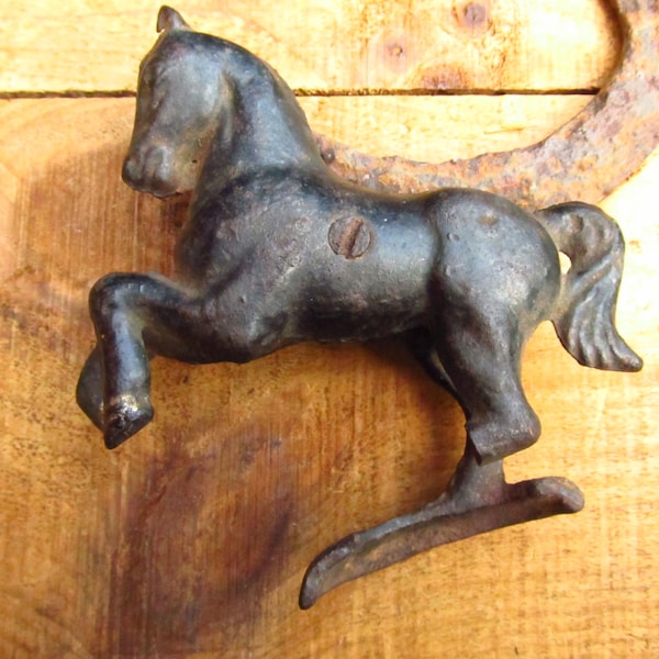 Vintage Cast Iron Horse Bank - Lame Cast Iron Horse - Metal Horse Bank