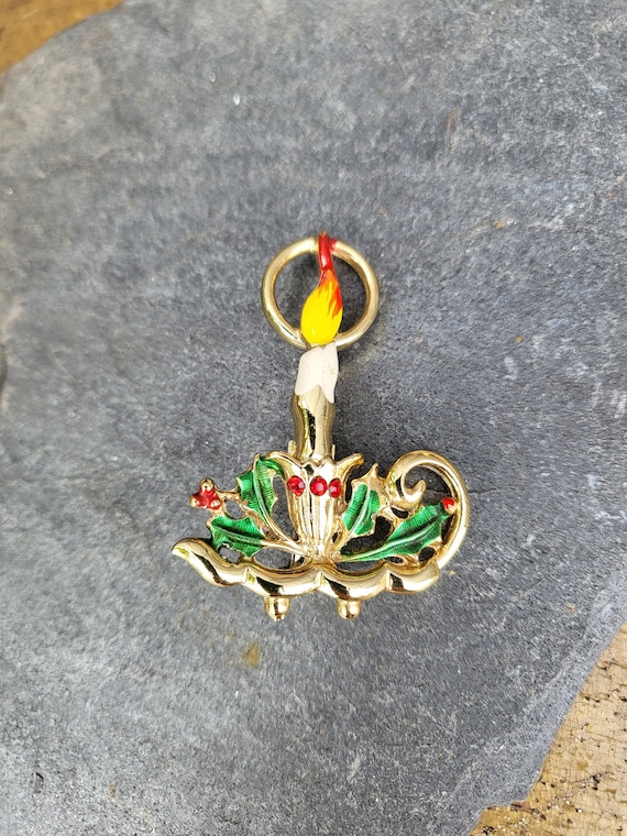 Vintage BJ Beatrix Candle Stick Berry Holiday Brooch Pin