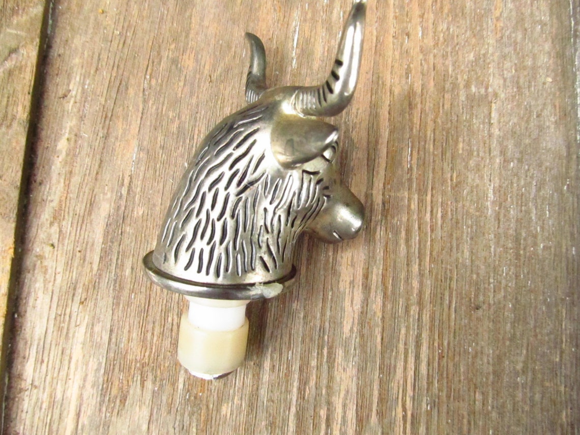 Vintage Metal Cattle Bottle Stopper Longhorn Bottle Stopper Etsy