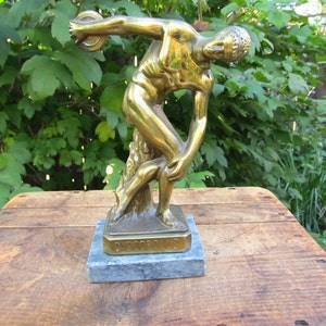 Vintage Cast Metal Greek Statue Discobolus Statue zdjęcie 2