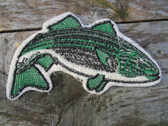 Vintage Fishing Patch - Striped Bass Fish Patch - Vintage Surf Fishing Patch