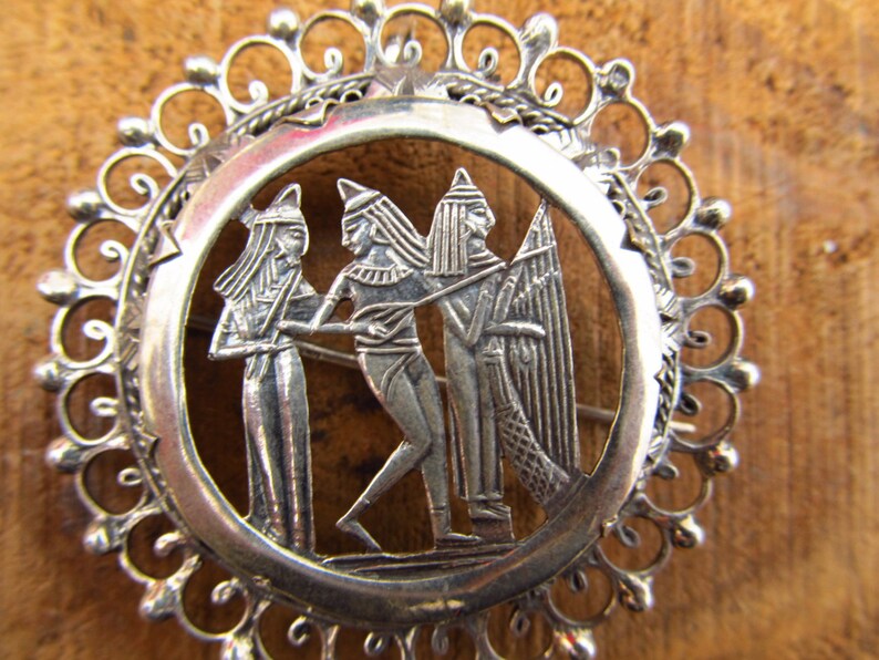 Vintage Egyptian Revival Brooch Egyptian Music Pin image 2