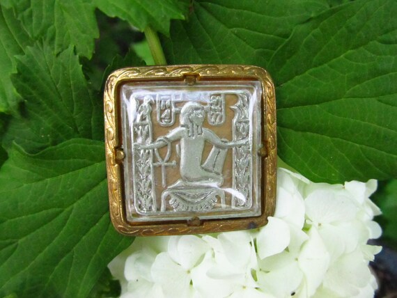 Vintage Art Deco Egyptian Revival Intaglio Brooch… - image 6