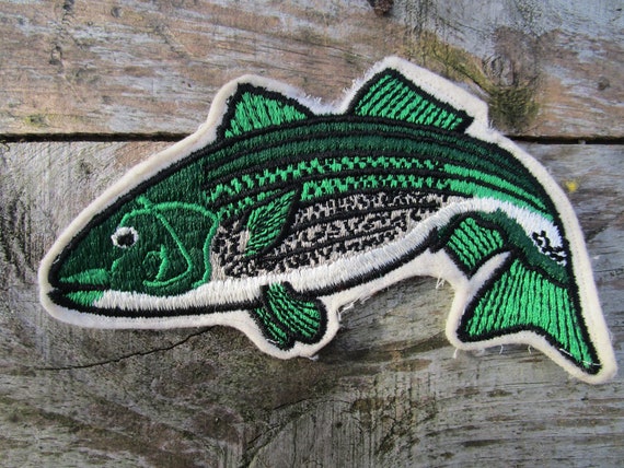 Vintage Fishing Patch - Striped Bass Fish Patch - Vintage Surf Fishing Patch