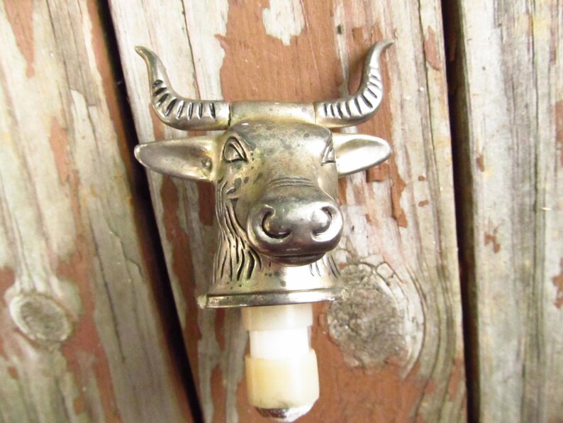 Vintage Metal Cattle Bottle Stopper Longhorn Bottle Stopper Etsy
