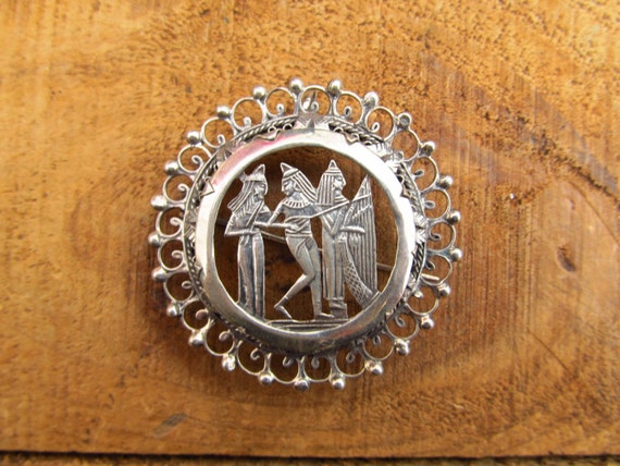 Vintage Egyptian Revival Brooch - Egyptian Music … - image 1