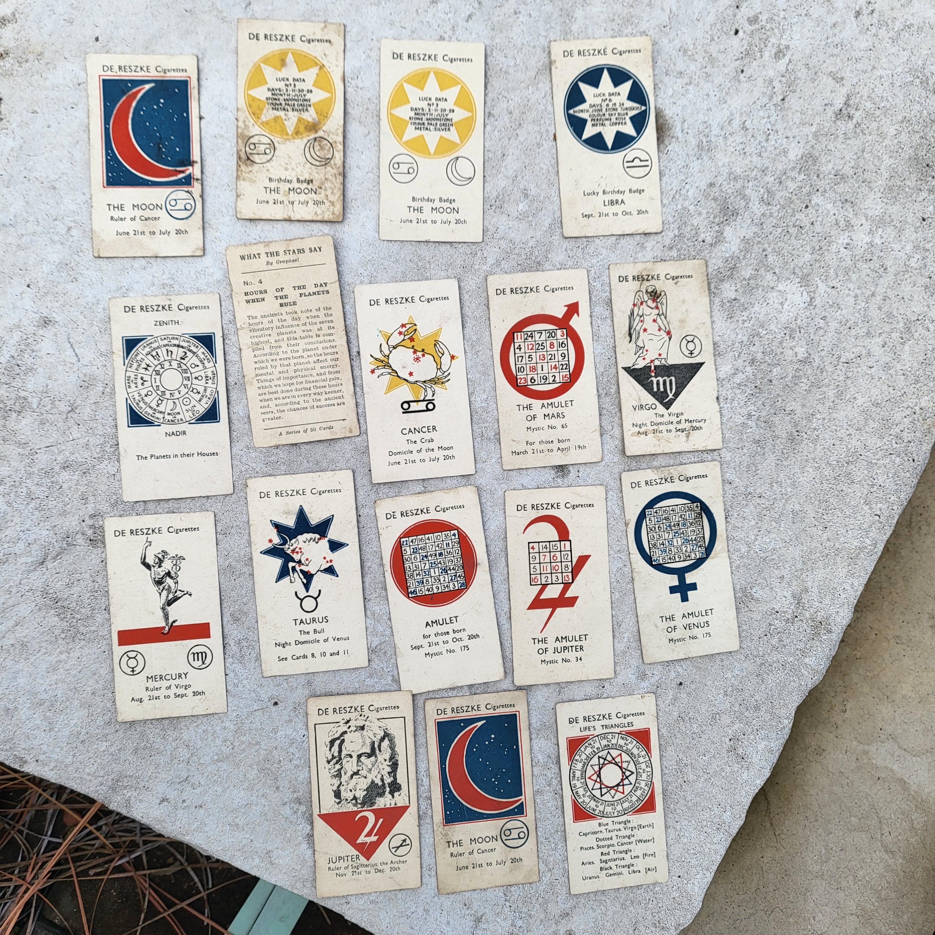 DE RESZKE Astrology Cards Trading Cards Zodiac 1934 Pack of 17 - Etsy