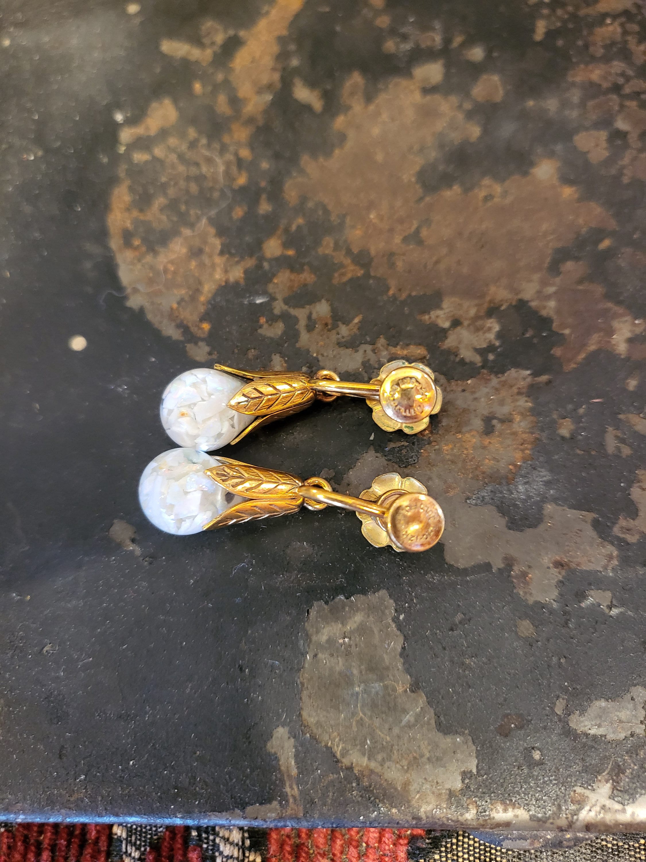Vintage floating opal earrings deals