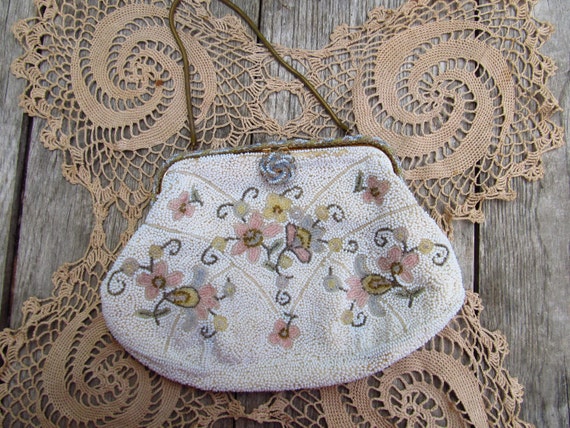 Vintage Delil Handmade Beaded Purse - Glass Bead … - image 1