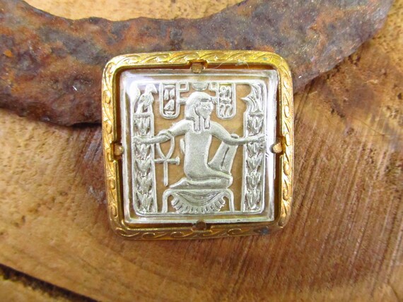 Vintage Art Deco Egyptian Revival Intaglio Brooch… - image 2