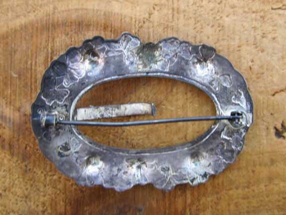 Vintage Metal Sash Buckle Pin - Silver Metal Sham… - image 2