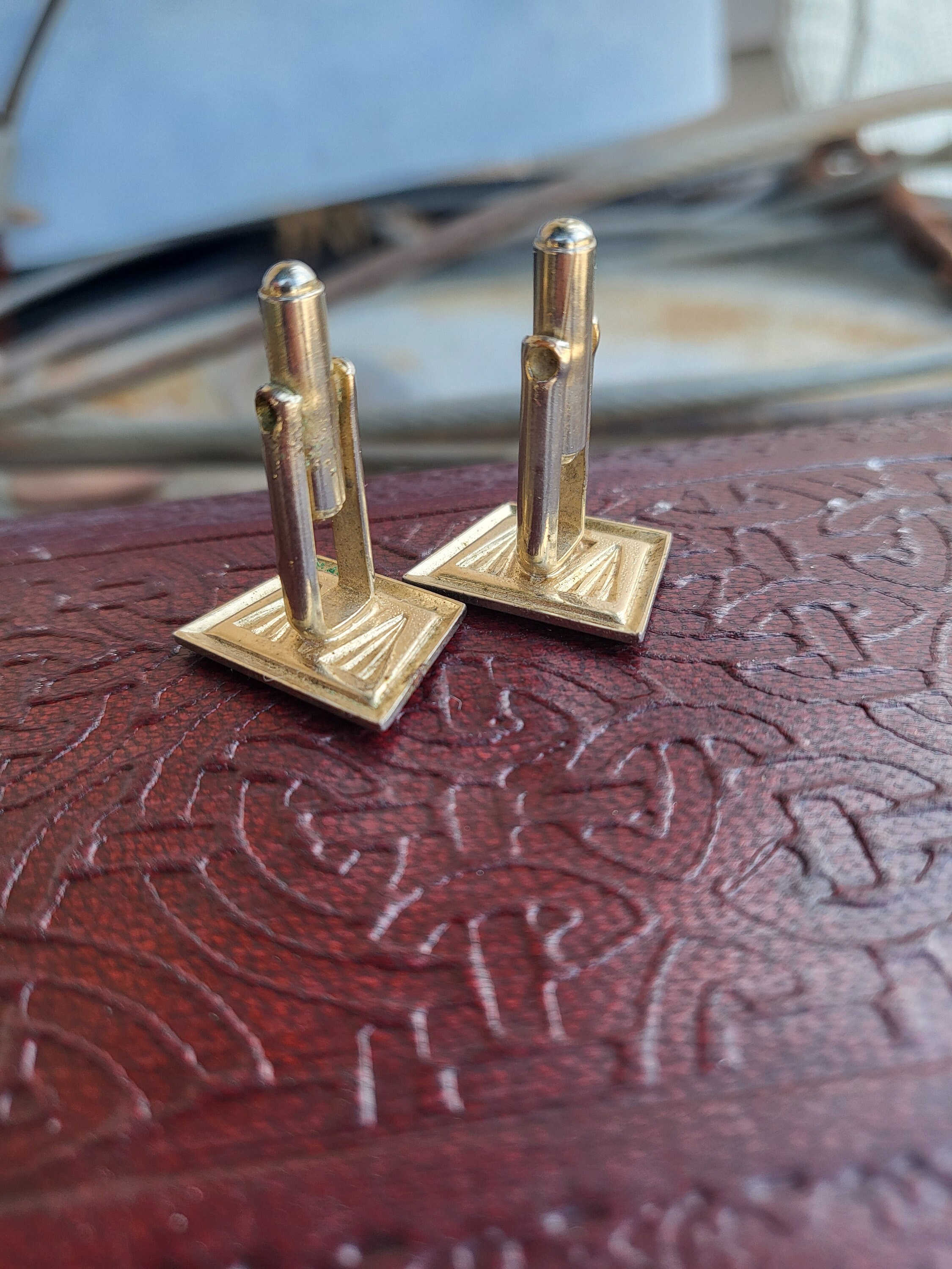 Vintage Art Deco Style Cuff Links Gold Tone - Etsy